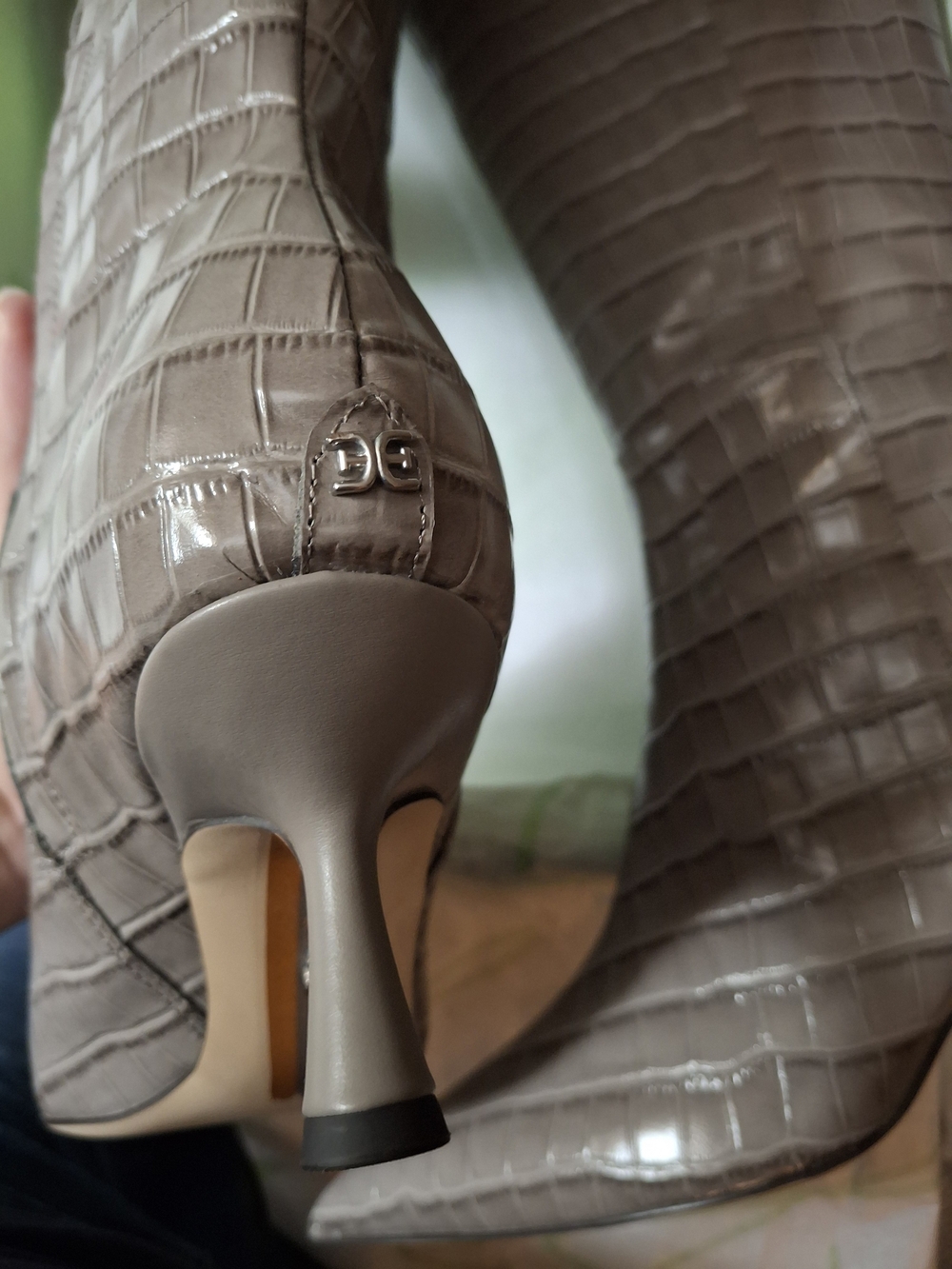 Sam Edelman Grey Croc-Embossed Pointed-Toe Boot - Picture 6 of 8